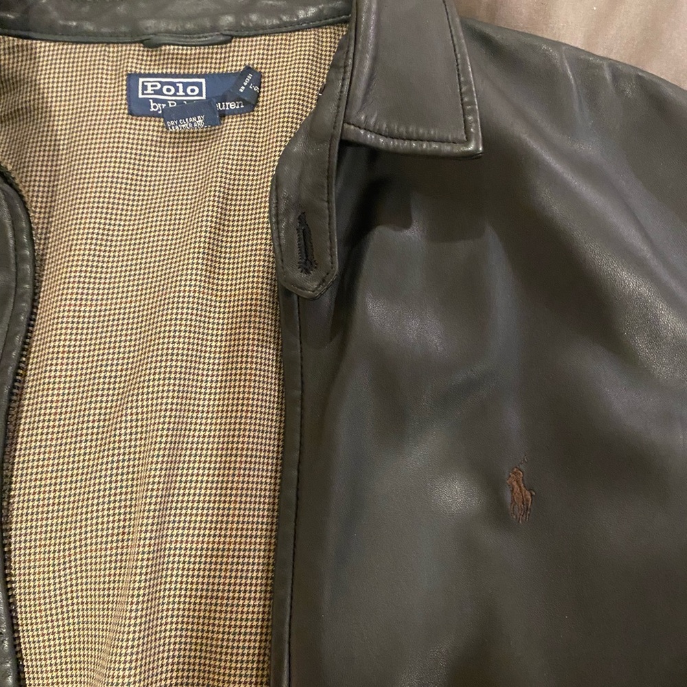 Polo by Ralph Lauren Black Leather Bomber Jacket